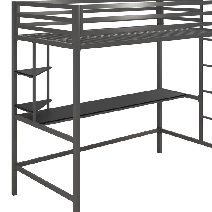 Novogratz Maxwell Metal Loft Bed with BuiltinDesk by Novogratz